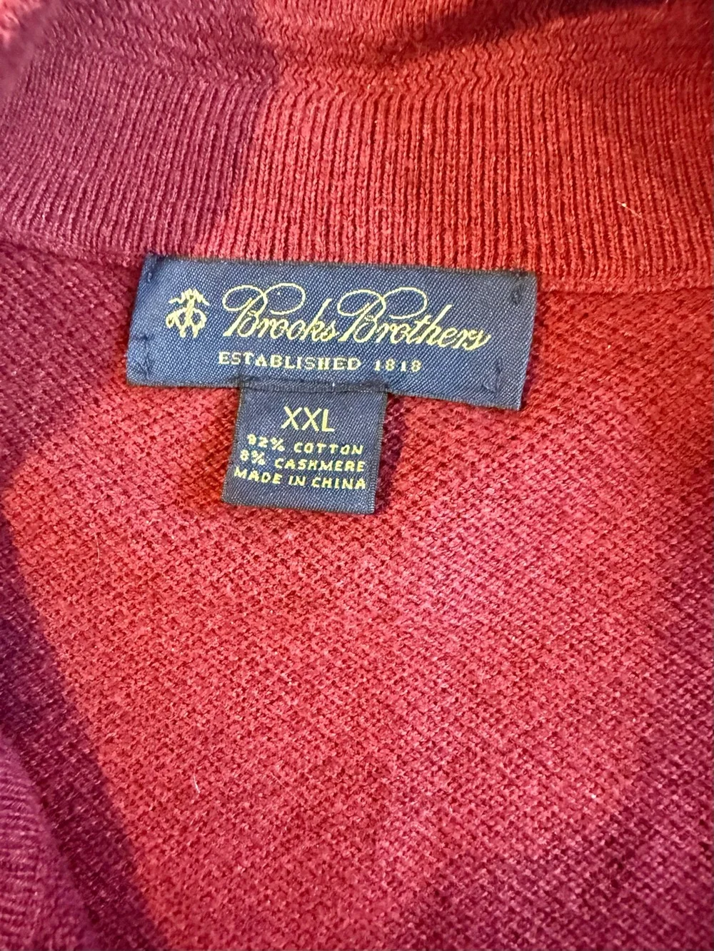 Brooks Brothers Quarter Zip Pullover Sweater Men’s Size XXL Burgundy Red